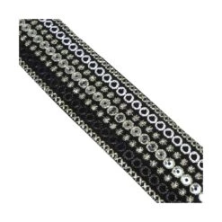 Galón Negro Bordado En Dorado Con Lentejuela 4cm -Merceria Botton galon negro bordado en dorado con lentejuela 4cm2 1