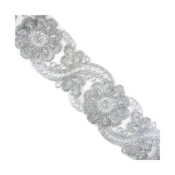 Galón O Entredós Plateado Flor Grande 5,5cm