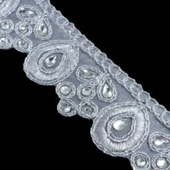 Galón O Puntilla De Guipur Con Cristal 3,8cm. Oro Y Plata -Merceria Botton galon o puntilla de guipur con cristal 38mm oro y plata 1