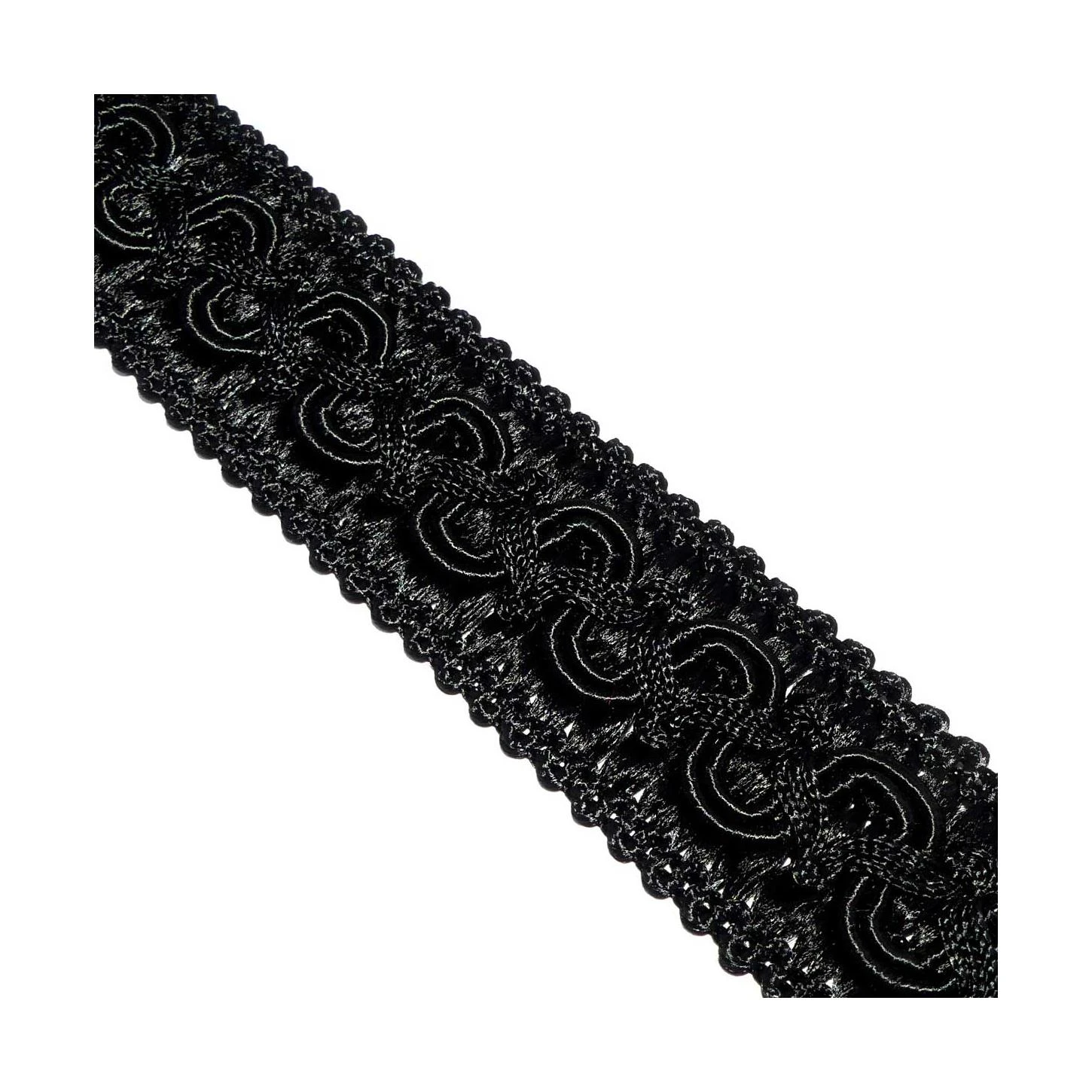 Galón Pasamanería Recto Rayón 3cm. Negro 4 Galón Pasamanería Recto Rayón 3cm. Negro - Imagen 2