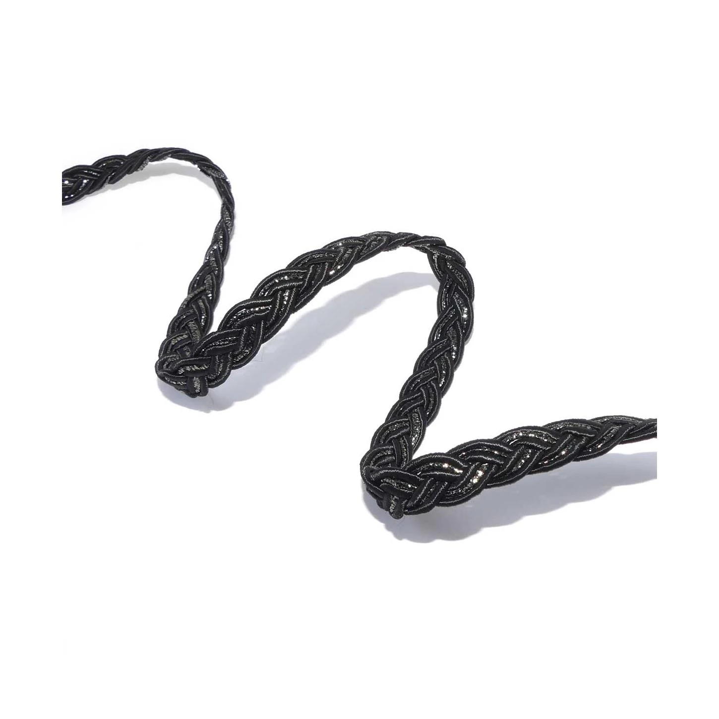 Galón Pasamanería Trenzado Negro Y Plata 7mm 3 Galón Pasamanería Trenzado Negro Y Plata 7mm