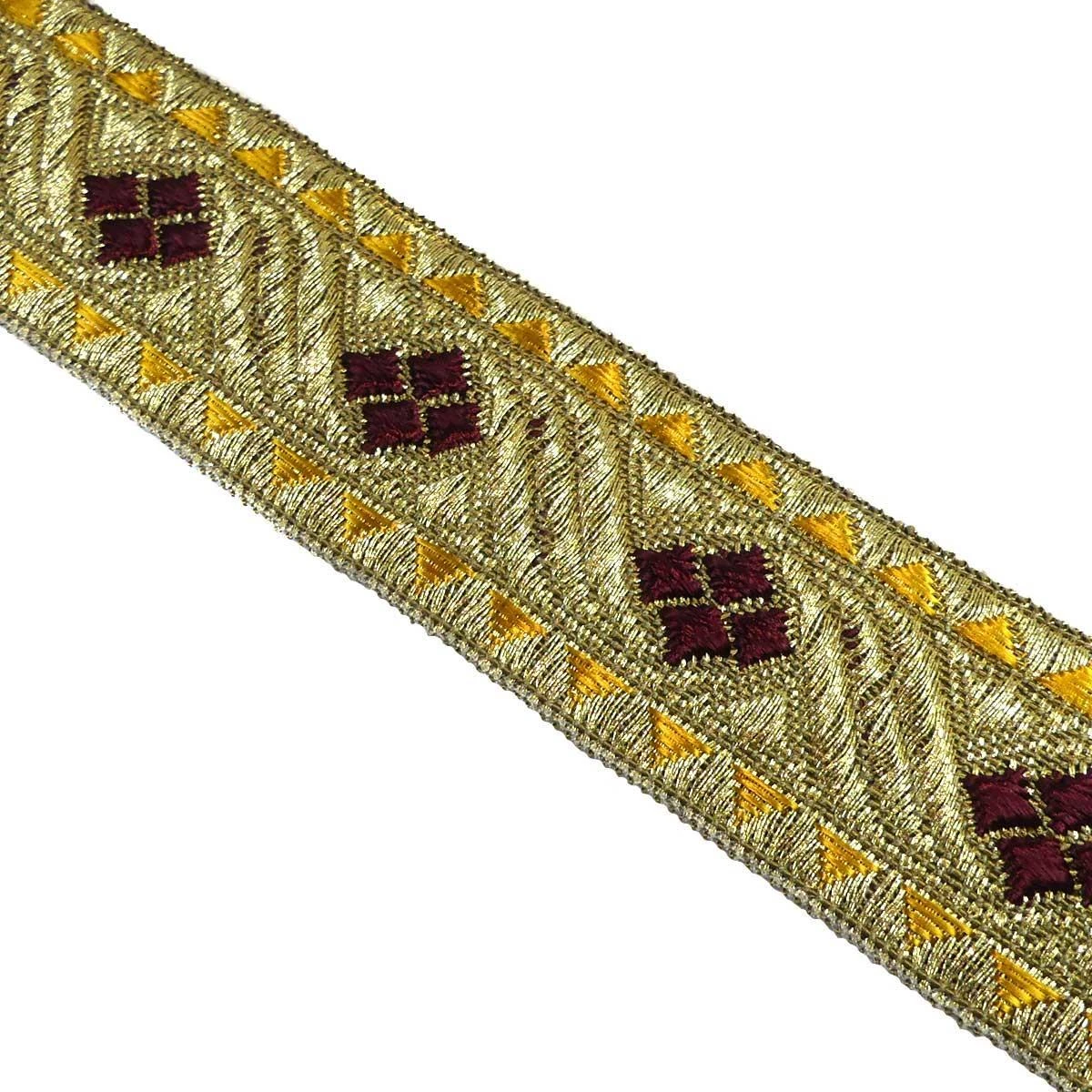 Galón Recto Dorado Con Rombos De Color 3cm. Varios Colores 4 Galón Recto Dorado Con Rombos De Color 3cm. Varios Colores - Imagen 2