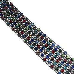 Galón Strass Multicolor Con Base Plástica Negra 2,5cm -Merceria Botton galon strass multicolor con base plastica negra 25mm 1