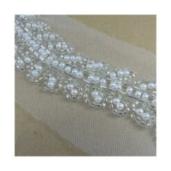 Galón De Tul Bordado Canutillo Y Perlas 35mm -Merceria Botton galon tul bordado canutillo y perlas 35mm 2