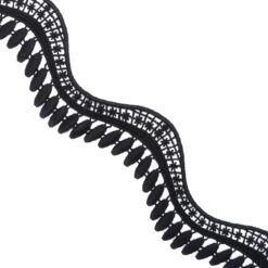 Guipur Negro En Ondas Y óvalos 4,5cm