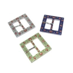 Hebilla Cuadrada Estampado Flores 35mm. Varios Colores