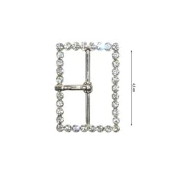 Hebilla De Strass Blanco Rectangular 45mm