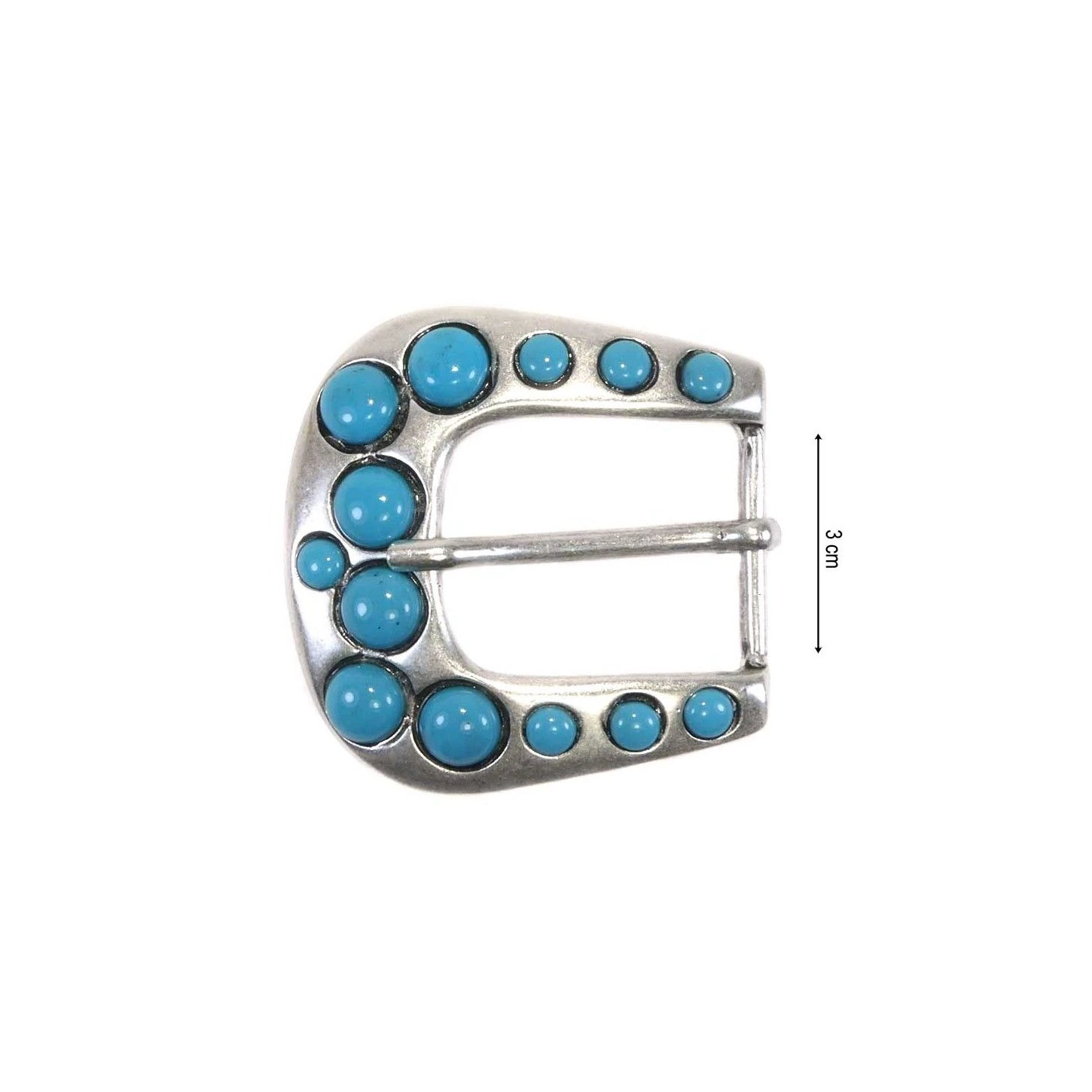 Hebilla Metal Con Abalorios Azules 3cm. Pompeya 3 Hebilla Metal Con Abalorios Azules 3cm. Pompeya