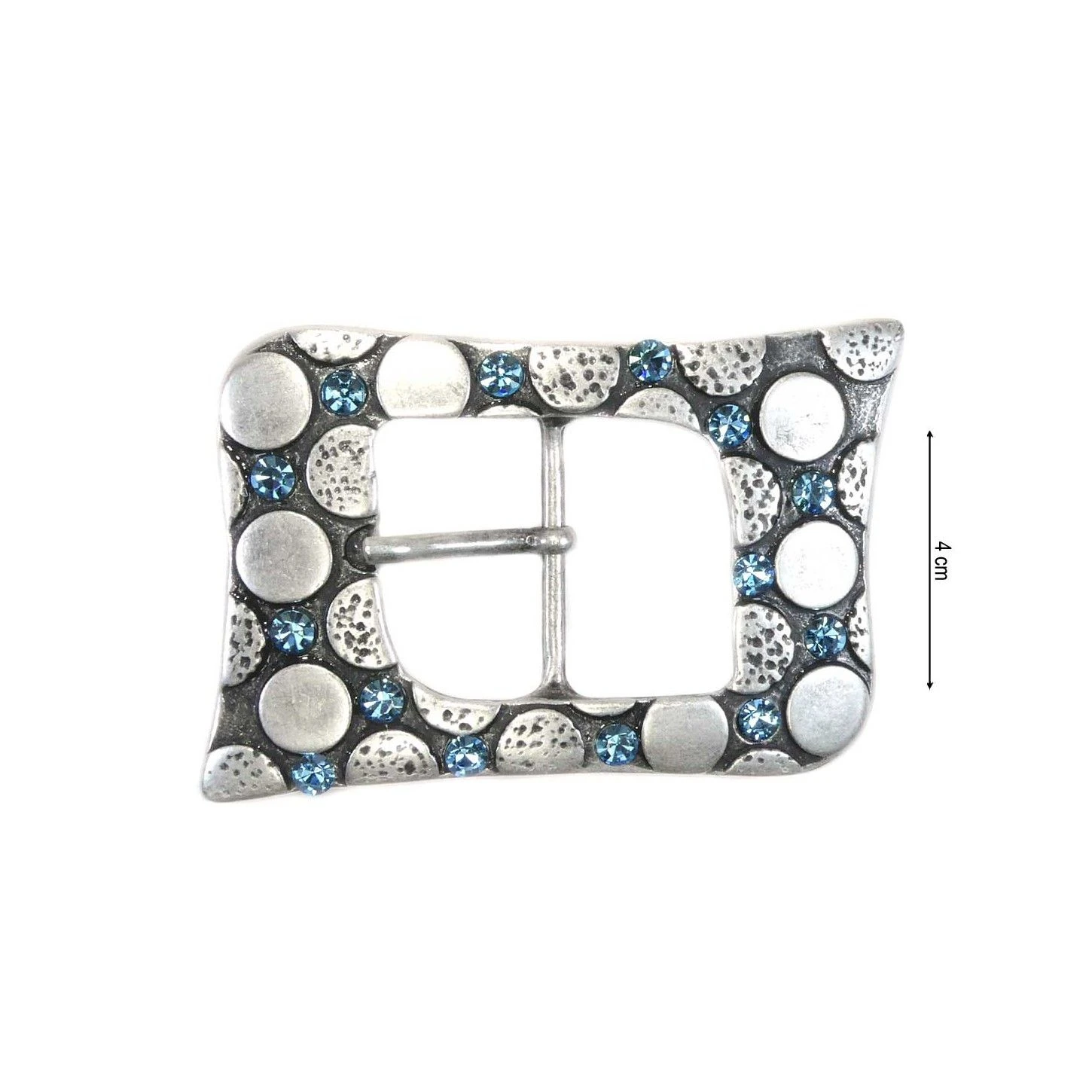 Hebilla Metal Decorativa Con Cristal Azul 4cm. Milán 3 Hebilla Metal Decorativa Con Cristal Azul 4cm. Milán