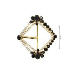 Hebilla De Metal Forma Rombo Con Strass Y Cristal Negro 38mm -Merceria Botton hebilla metal forma rombo con strass y cristal negro 38mm 1