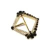 Hebilla De Metal Forma Rombo Con Strass Y Cristal Negro 38mm