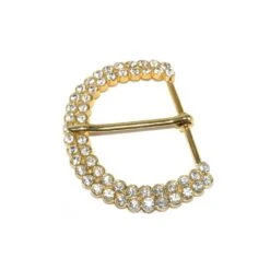 Hebilla De Metal Oro Con Strass 4cm. Media Luna