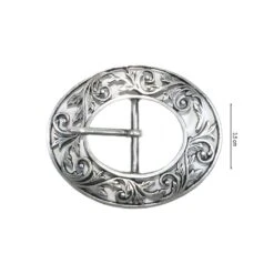 Hebilla Metal Ovalada Decorativa Plata Vieja 35mm. Venecia