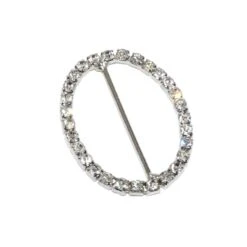 Hebilla De Metal Plata Ovalada Con Strass 4cm -Merceria Botton hebilla metal plata ovalada strass 4cm 1