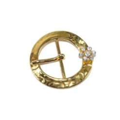 Hebilla Metálica Dorada Con Flor De Strass 3cm