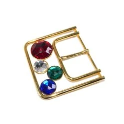 Hebilla Metálica Dorada Con Cristales De Colores 45mm