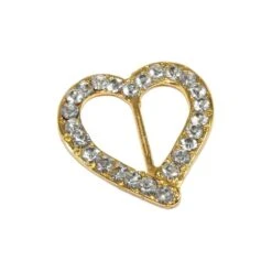 Hebilla Metálica Dorada En Forma De Corazón Con Strass 2cm