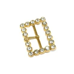 Hebilla Metálica Dorada Rectangular Con Strass 3cm