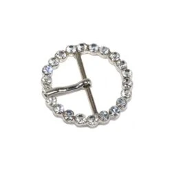 Hebilla Metálica Redonda Plata Con Strass 28mm