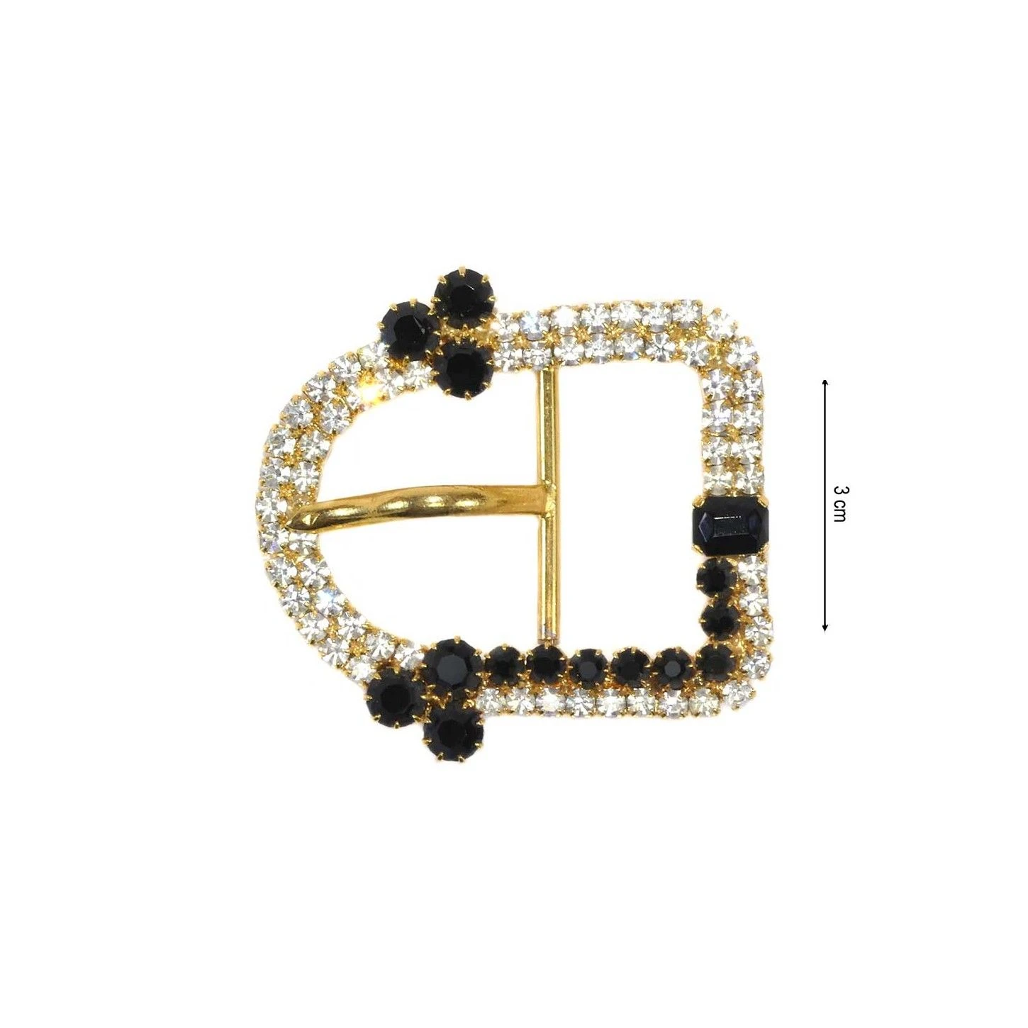 Hebilla Metálica Con Strass Y Cristal Negro 3cm 4 Hebilla Metálica Con Strass Y Cristal Negro 3cm - Imagen 2