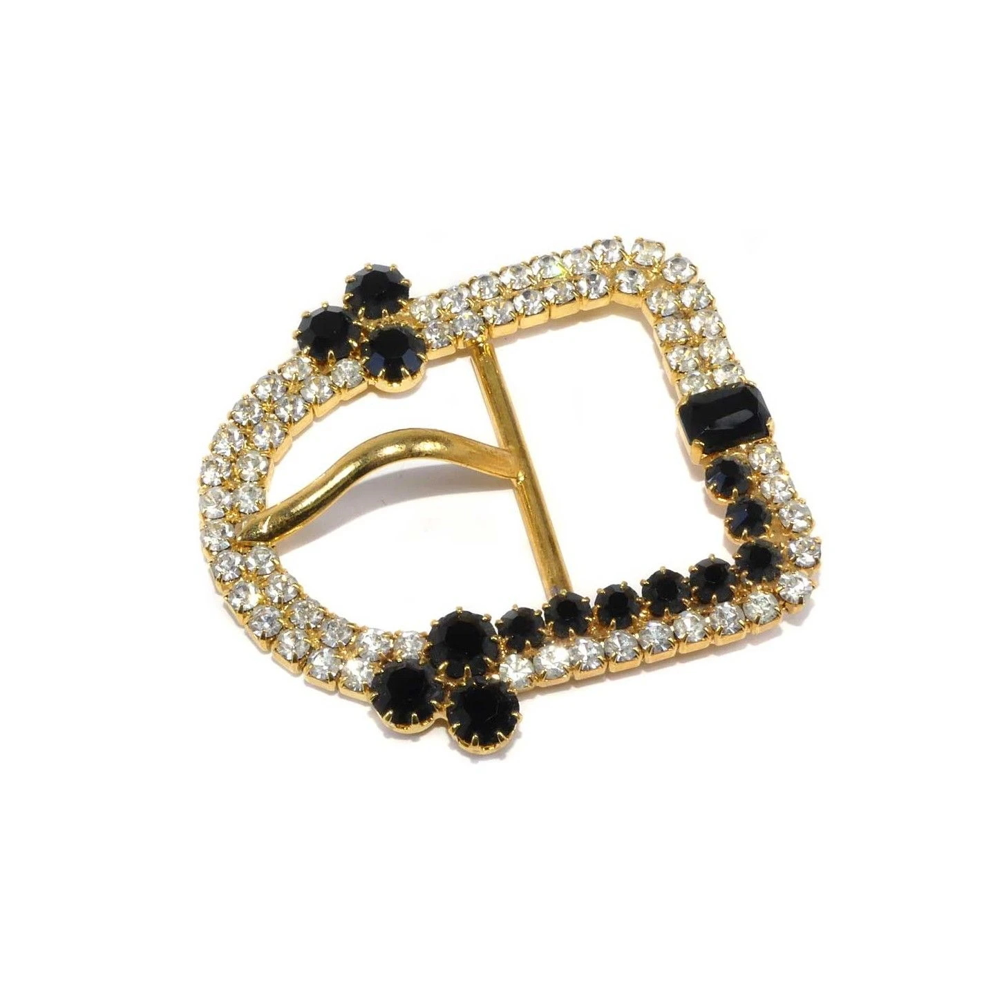 Hebilla Metálica Con Strass Y Cristal Negro 3cm 3 Hebilla Metálica Con Strass Y Cristal Negro 3cm