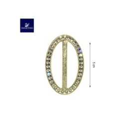 Hebilla Ovalada Strass 50mm Paso De Cinta. Oro Y Negro