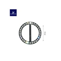 Hebilla Redonda Strass 35mm Paso De Cinta. Negro