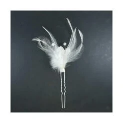 Horquilla Para Moño Plumas Y Perlas Blanco -Merceria Botton horquilla para mono plumas y perlas blanco 1