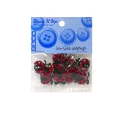 Kit 8 Botones Mariquitas En Rojo Y Negro