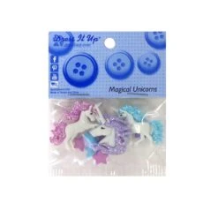 Kit 3 Botones Forma De Unicornio Purpurina