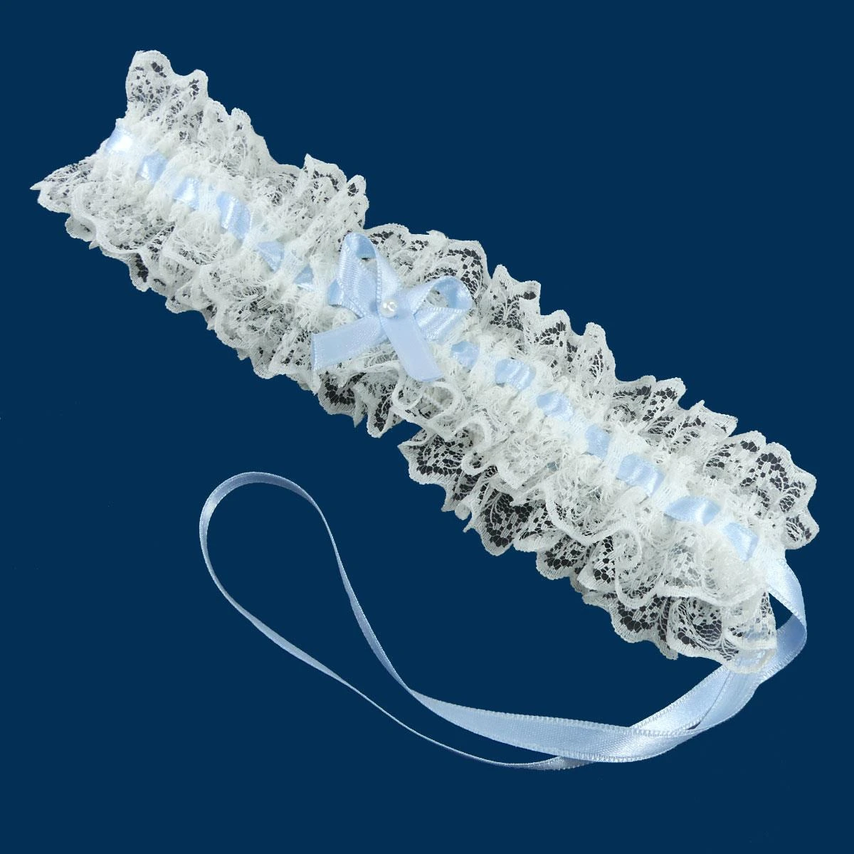 Liga Para Novia Con Puntilla Y Cinta Azul. Varios Colores 3 Liga Para Novia Con Puntilla Y Cinta Azul. Varios Colores