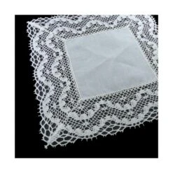 Pañuelo Bolsillo Blanco Con Puntilla Bolillo 20x20cm -Merceria Botton panuelo bolsillo blanco con puntilla bolillo 20x20cm 1