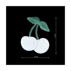 Parche Termo Bordado 62x74mm Cerezas Blancas