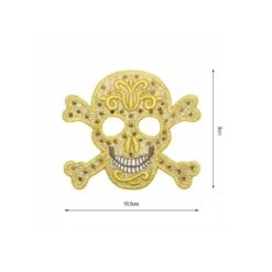 Parche Termo Calavera Con Strass 10,5x9cm. Oro Y Plata