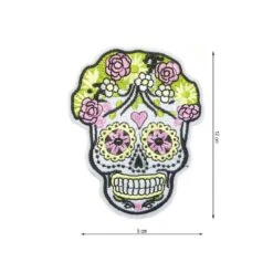 Parche Termo Calavera Estampada Flores Rosa Y Amarillo. Grande