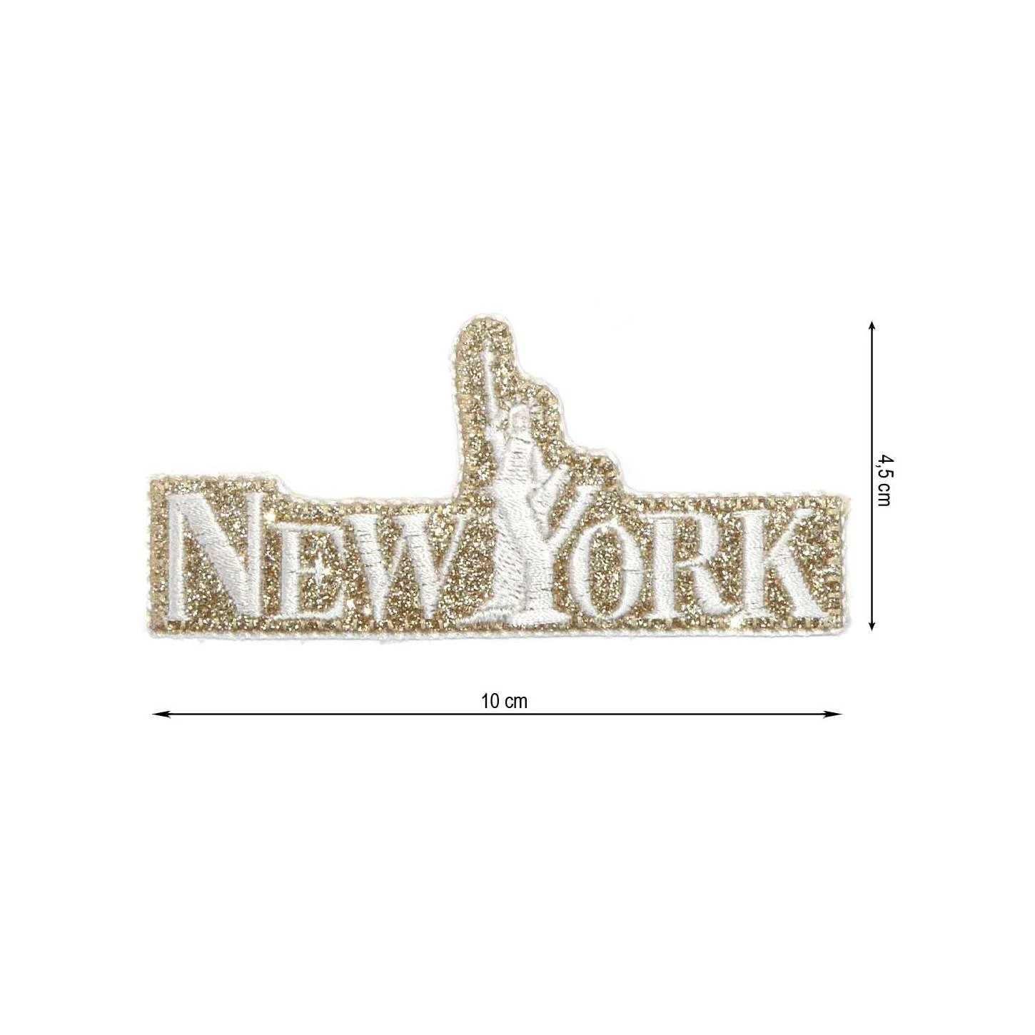 Parche Termo Gliter New York Oro 100x45mm 3 Parche Termo Gliter New York Oro 100x45mm