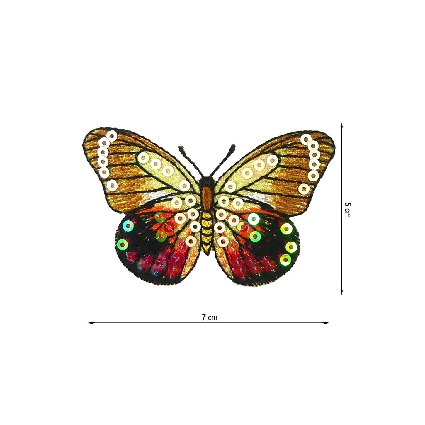 Parche Termo Mariposa Lentejuelas 70x50mm. Mostaza 3 Parche Termo Mariposa Lentejuelas 70x50mm. Mostaza