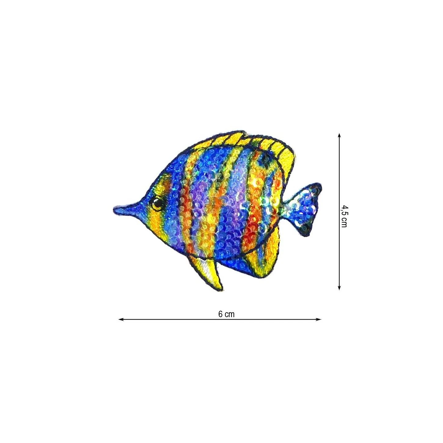 Parche Termo Pez ángel Lentejuelas 60x45mm 3 Parche Termo Pez ángel Lentejuelas 60x45mm