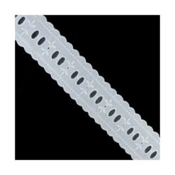 Pasacintas Blanco Bordado Algodón 38mm. Flor Lis