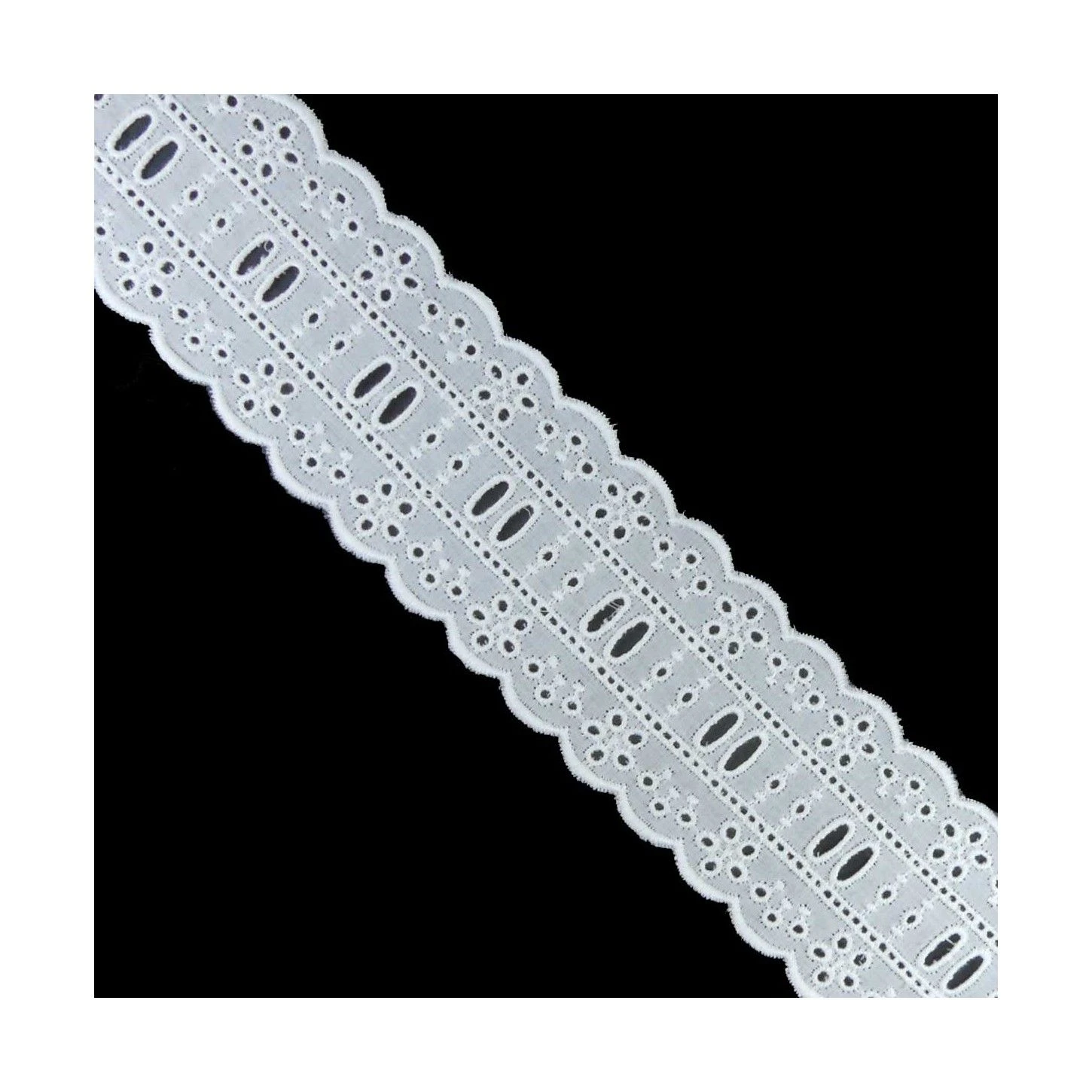 Pasacintas Blanco Bordado Doble Onda Flores 45mm 3 Pasacintas Blanco Bordado Doble Onda Flores 45mm