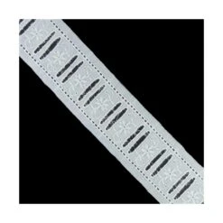 Pasacintas Bordado Algodón Blanco 3,5cm. Flores