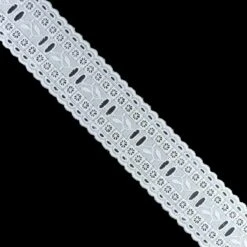 Pasacintas Bordado Blanco Cuadros 3,8cm. Conjunto 20