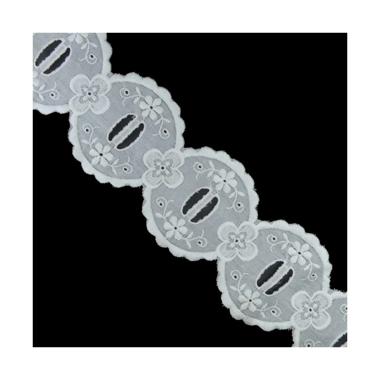 Pasacintas Bordado Blanco Medallones Florales 6cm 2 Pasacintas Bordado Blanco Medallones Florales 6cm