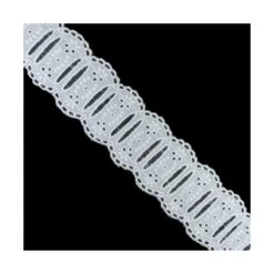 Pasacintas De Tira Bordada Blanco 48mm. Flores