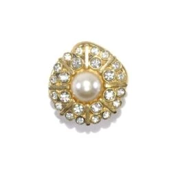 Pasador Para Pañuelo Dorado Con Strass Y Perla -Merceria Botton pasador para panuelo dorado con strass y perla 2
