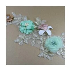 Aplicación Bordada Ramo Flores Verdes 10x24cm -Merceria Botton plicacion bordada ramo flores verdes 10x24cm 1