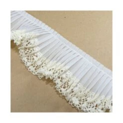 Plisado De Tela Con Puntilla Bolillo 55mm. Varios Colores 5 Plisado De Tela Con Puntilla Bolillo 55mm. Varios Colores -Merceria Botton plisado de tela con puntilla bolillo 55mm 1