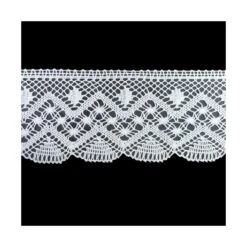 Puntilla Algodón Blanco Rombos Y óvalos 7cm. Conjunto 24