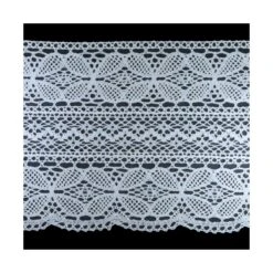 Puntilla Bolillo Blanca Extra Ancha. Flor Cuatro Pétalos