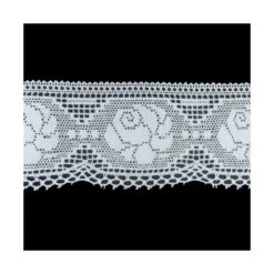 Puntilla Bolillo Blanco Algodón 8cm. Rosas